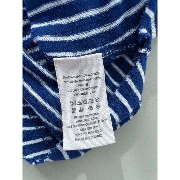 We The Free Henley Top Size Large Striped Long Sleeve Blue White Comfy Nautical - Picture 5 of 8